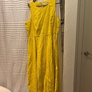 Boden yellow linen midi dress